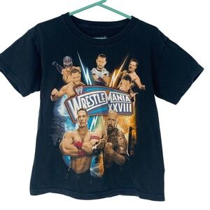 Vintage WWE WrestleMania XXVIII Graphic Tee Shirt The Rock Unisex Kids Size 8
